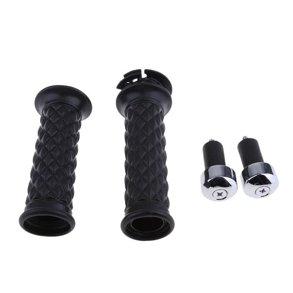 

pair of 7/8'' 22mm black motorcycle handlebar throttle grips with bar end