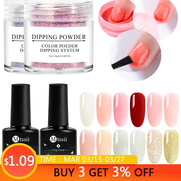 

mtssii nail art dipping powder with dip base activator 5 pcs/set dipping system nail kit gel color natural dry without lamp, Silver;gold