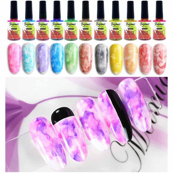 

1bottle colorful watercolor ink nail polish blooming gel smoke effect 10ml diy nail art prime gel varnish polish