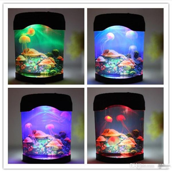 Novo Criativo Bonito Aquarium Night Light Tanque de Natação Luz de Humor Durável Decoração de Casa Simulação Medusa Lâmpada LED