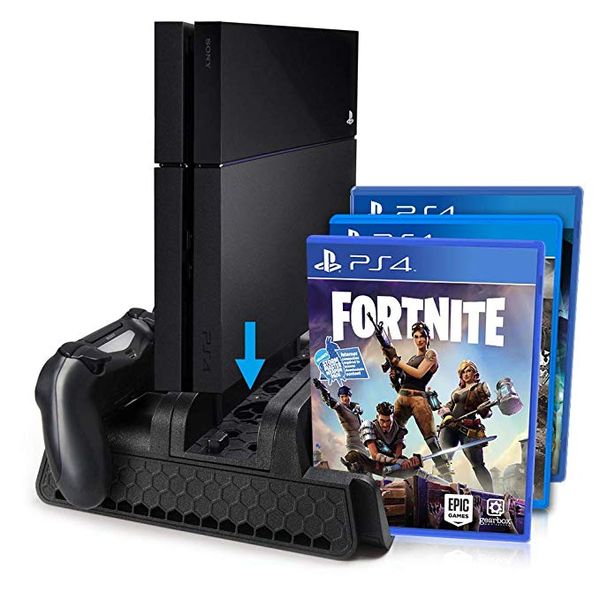 

ps4/ps4 slim/ps4 pro vertical stand with cooling fan cooler dual controller charger charging station for sony playstation 4