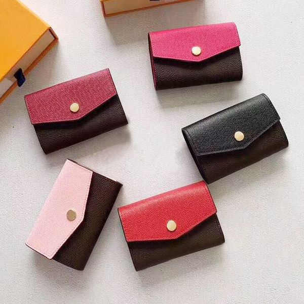 

wholesale designer card holder short wallet fashion original box coin purse women designer wallet classic zipper pocket, Red;black