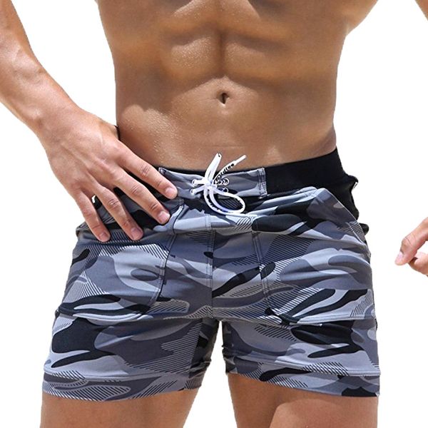 

men swim shorts swimwear swimming trunks camouflage beach running boxer briefs pants jl, White;black