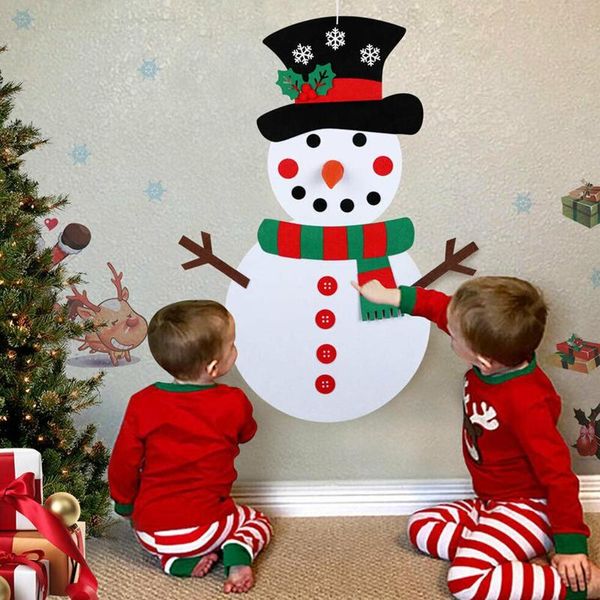 

2020 christmas diy felt snowman set/felt christmas tree set with stick-on door wall hanging decoration xmas gift