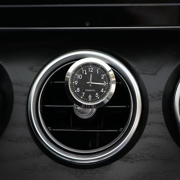 

car clock ornaments mechanics quartz mini car air vent clip clock watch car-styling auto decoration black silver