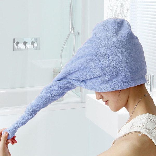 

strong water absorbing microfiber wrap dry hair hat cap 1 x towel blue, pink, purple, rose red, yellow