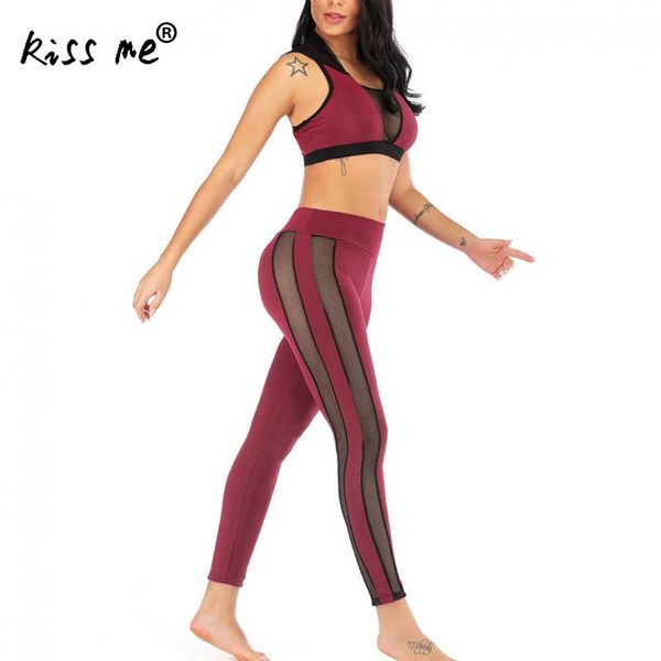 

two piece suit see through look yoga set sports wear for women gym fitness clothing booty yoga leggings sport bra gym sport suit, White;red