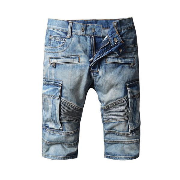 

fairy2019 shorts summer male holes nostalgia bound feet beggar fivepence pants easy will 5 part cowboy in trousers tide thin, Blue