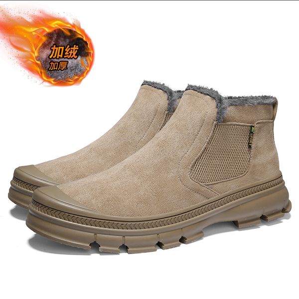 

casual high help men boots outdoor comfortable male shoes new style winter warm ankle mens snow boots bota para hombre big size, Black