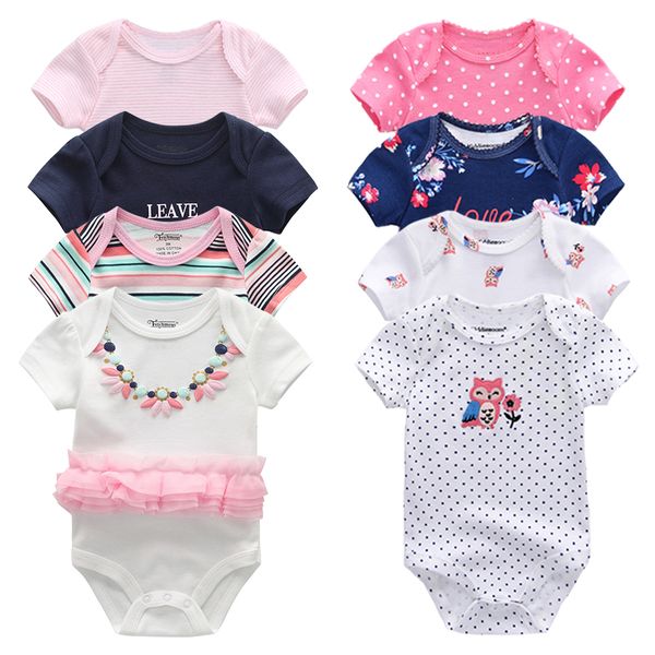 

8pcs/lot girls baby clothing bodysuits baby girl clothes unicor baby boy clothes girl dressn cotton roupas de bebe, Blue