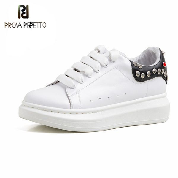 

prova perfetto zapatos de mujer thick bottom shoes leisure womens brogues sandalias mujer shoes metal decoration sneakers, Black