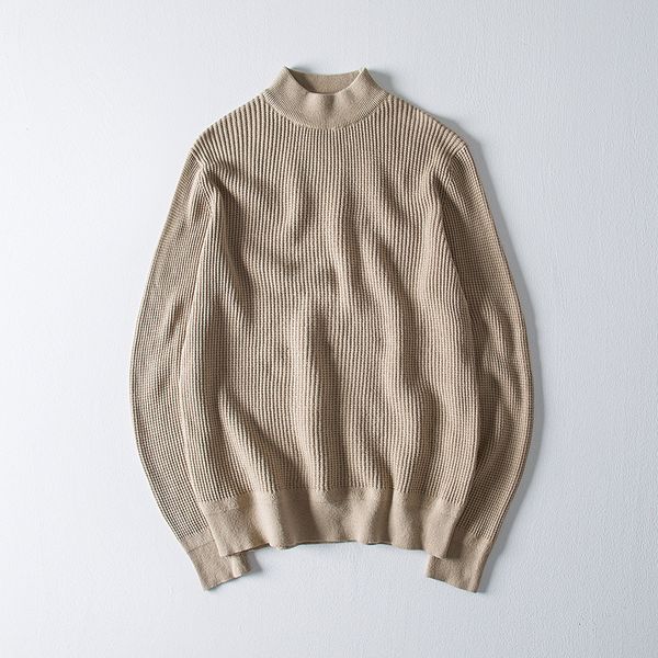 

mens knitted turtleneck sweater casual male vintage long sleeve oversized sweater men high collar khaki boys sweaters pullover, White;black