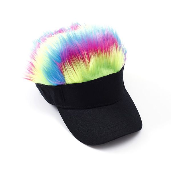 

creative wig baseball hat fashio personality men women sunshade golf cap, Black