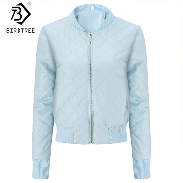 

5 colors 2019 new winter women's pu jacket slim coat thermal baseball uniform full sleeve zipper streetwear clothing c97906k, Black