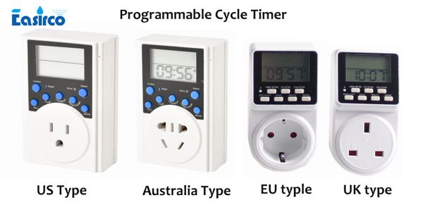 

us/aus/eu/uk standard programmable cycle timer.the minimun set up time 1 second. interval timer. ideal for mist cooling system