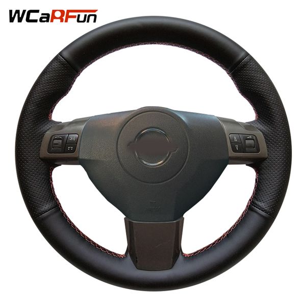 

wcarfun обтянутый вручную черный руль из искусственной кожи для astra 2005 2006 vauxhall astra