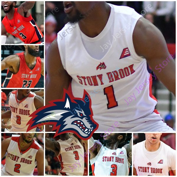 

stony brook seawolves basketball jersey ncaa college elijah olaniyi makale foreman andrew garcia miles latimer gueye jeff otchere warney, Black;red