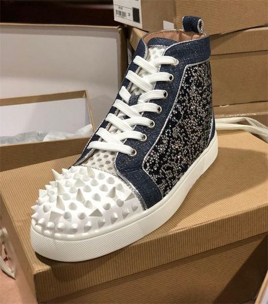 

2019 orlato sneakers red bottom junior spikes trainers men high-flat shoes fashion dancing party shoes with box us12.5, Black