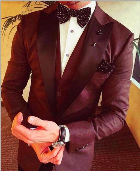 

нового прибытие one button бургундия свадебного groom tuxedos пик нагрудного groomsmen mens business party костюмы (куртка + брюки + жилет, Black;gray