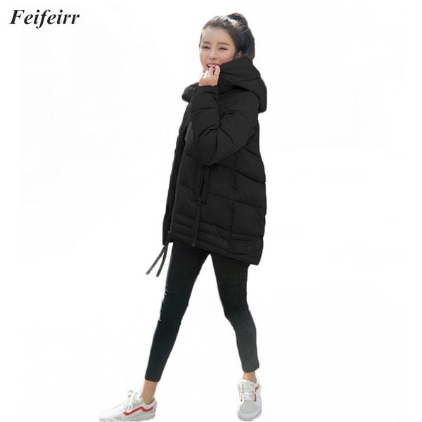 

2018 winter jacket new fashion parka coat female plus size fashion down jacket long hoodie down thick long women clothing, Black