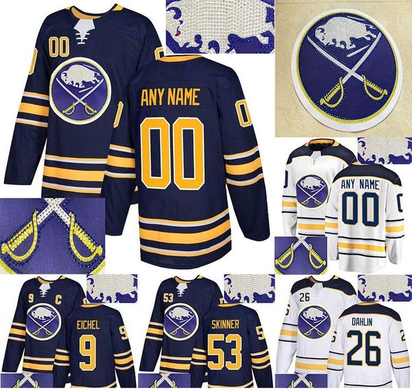 

9 jack eichel 26 rasmus dahlin 53 jeff skinner 55 ristolainen customize any number any name hockey jersey, Black;red