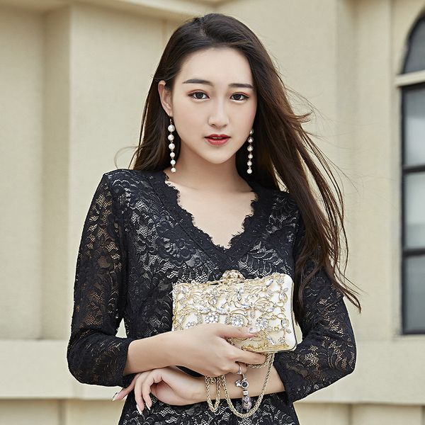 

women rhinestone clutch bags gold purse handbag wedding beaded elegant crystal evening bag diamond silver shoulder bags