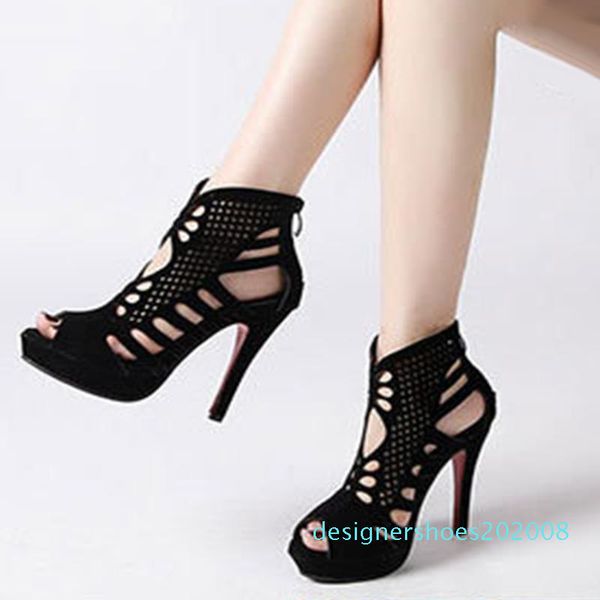 

karin new arrivals thin high heels woman shoes hollow platform party summer sandals women d08, Black