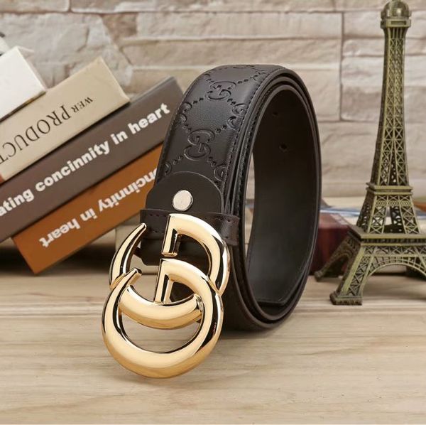 

Luxury brand belt male wide 3 8cm fa hion men and women lei ure belt olid double letter copper buckle