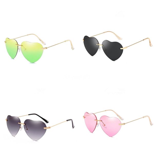 

fashion vassl gradient heart-shaped sunglasee sunglass for men women black metal frame brown glass lens 58mm with box #69936, White;black