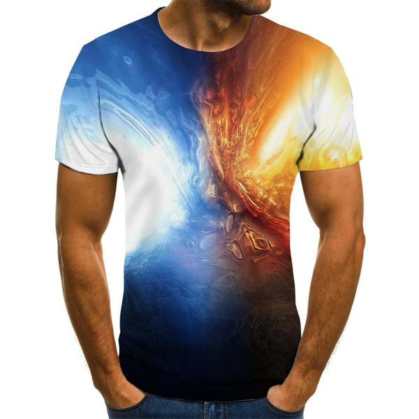 

men's t-shirts 2021 summer and women's fashion space art short sleeve t-shirt printed casual 3d, White;black