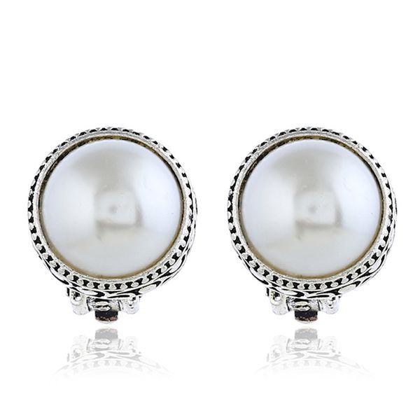 

new european and american fashion ear-hole-copper ear clip simple temperament pearl earrings women's earrings explosion, Golden