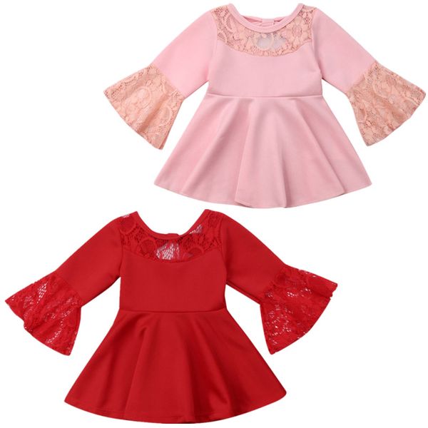 

Summer Kid Baby Girl Dress Princess Party Pageant Wedding Lace Solid Patchwork Dress Fall Clothes