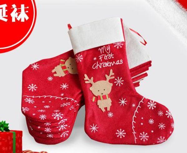 

christmas decorations snowflake deer christmas stocking gift bag candy bags wrap long stockings socks festive party supplies