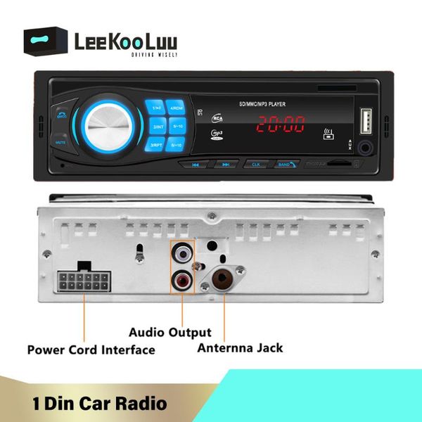 

leekooluu 1 din auto radio stereo player bluetooth phone aux-in mp3 fm radio /usb/ audio / 1din / remote control 12v car