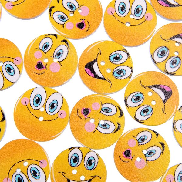 200 pcs rosto smiley pintado 25mm botas de madeira botas revestimento roupas acessórios