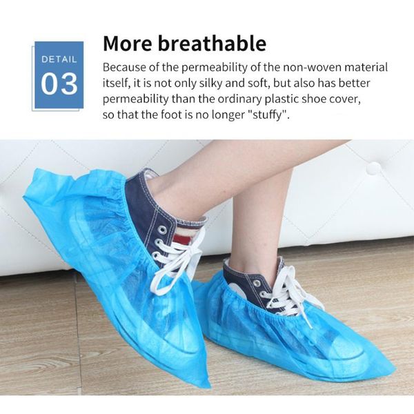 

100pcs carpet protector non slip overshoes elastic home cleaning computer room disposable anti dust shoe cover non-woven, White;pink