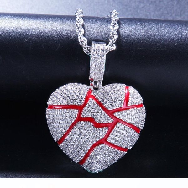 

мужчины хип-хоп замороженный из шика broke сердца кулона ожерелья настройки циркон мода популярного шарм ожерелье hiphop ювелирных подарков, Silver