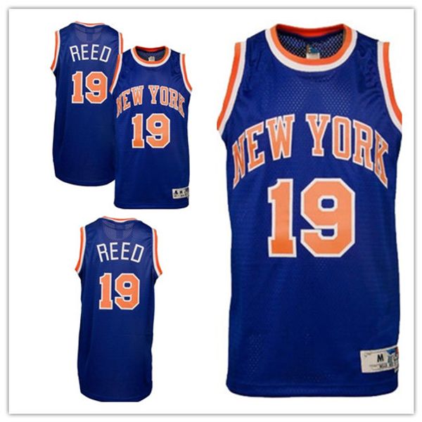 

custom 2019 mens new york knicks 19 willis reed blue classics soul swingman throwback nba women sewing basketball jersey, Black