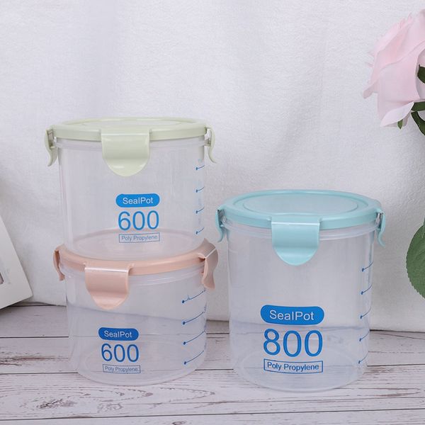

three colors 600-1000 ml kitchen storage box sealing storage container preservation plastic fresh pot container