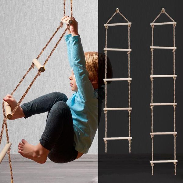 

wooden rope ladder multi rungs children climbing toy safe sports rope swing