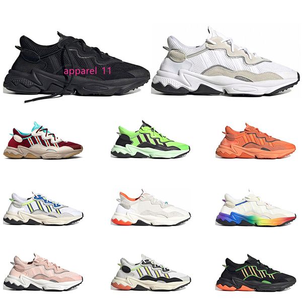 

2020 new ozweego men women casual shoes 3m reflective triple black cloud white solar red neon green pride outdoor sports sneakers size 36-45