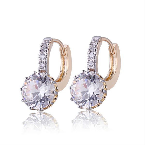 

wholesale 2019 gold-color cc hoop earrings for women earring with cz cubic zirconia circle earings 22e18k-101, Golden;silver