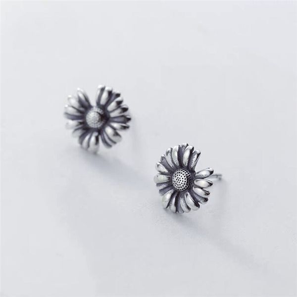 

sole memory retro thai silver chrysanthemum cool literature 925 sterling silver fashion female stud earrings sea739, Golden;silver