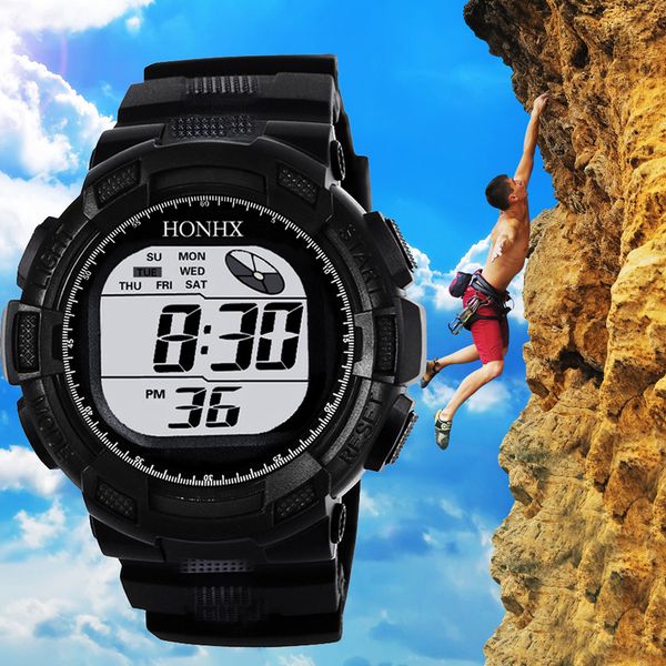 

fashion mens digital led analog quartz alarm date sports wrist watch quartz watch outdoor hiking sport gift, Slivery;brown