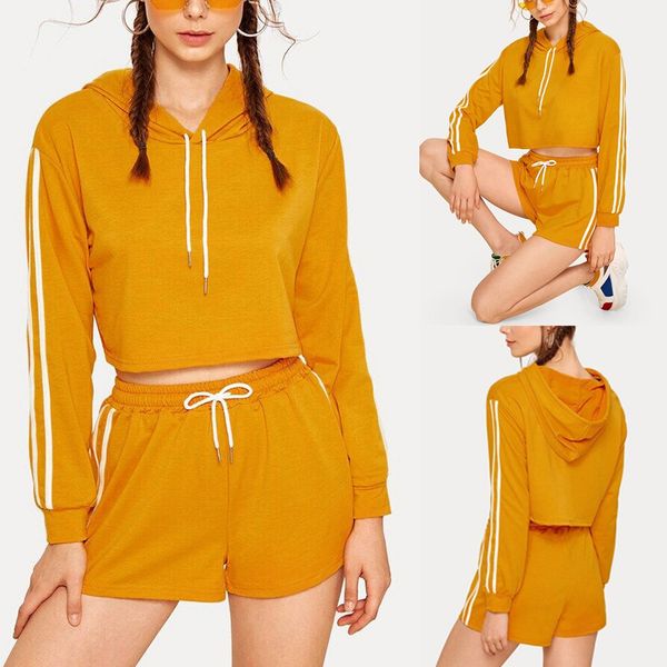 

women ladies pullover hoodies sweatshirt +short sport wear casual sets, Black;blue