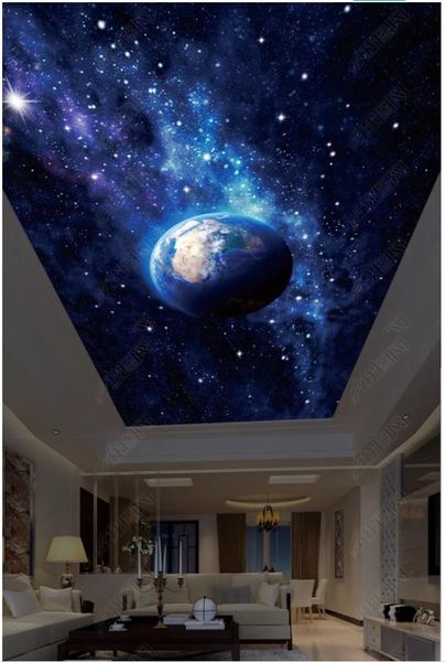 Acheter Personnalisé Grand Plafond 3d Ciel étoilé Photo Papier Peint En Papier Hd Grande Image Beau Ciel étoilé Terre Salon Zénith Plafond Peinture