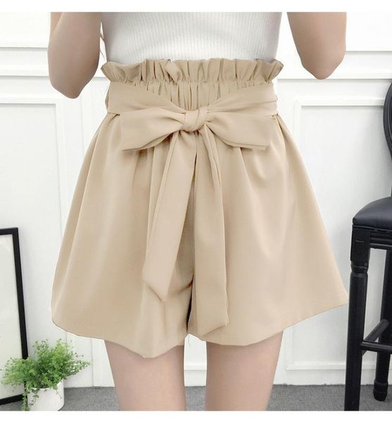 

women's shorts high waist cotton bow women street fashions pink elastic cool summer biker ruffle, White;black