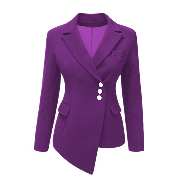 

purple 9 colors single breasted long sleeve asymmetrical office lady work wear blazer oversize ladies women's blazers suit suits, White;black