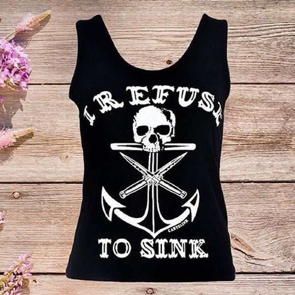

skull anchor black and white letter printed female skull anchor black and white letter printed t-shirt vest vest t-shirt female, Camo