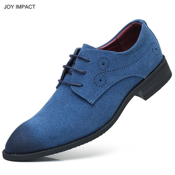

men faux suede shoes cut out men oxford shoes rubbing colour nubuck man brogues polished toe lace up man loafer ji21, Black